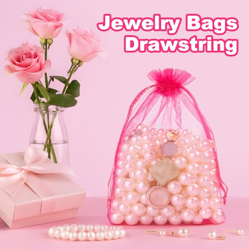 Image of Crweety 50 Pack 4x6 Inch Assorted Color Organza Bags, Vibrant Mix of 10 Colors Mesh Gift Bags for Wedding Favors, Birthday Party Favor, Goodie Treat Bag, Candy Jewelry Sachet Packaging & Graduation