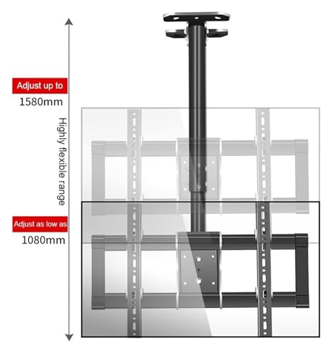 Support TV de plafond rotatif en acier robuste pour écran géant charge max 176 LB - 7