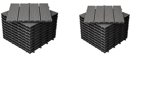 20 Dalles de Terrasse en Grises Clipsable Résistant Aux Forte et Basses Températures 30 X 30 cm Revêtement Extérieur Pour Jardin Balcon Piscine