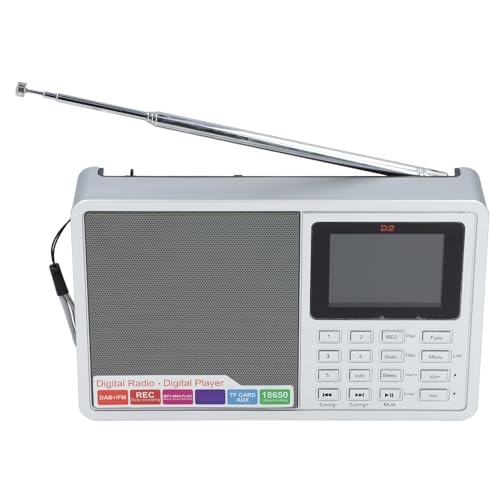 Radio Dab FM - Enregistreur D'horloge Numérique, écran LCD 2,4 Pouces, BT, USB, AUX, Batterie Rechargeable Portable pour Le Bureau à Domicile en Plein Air