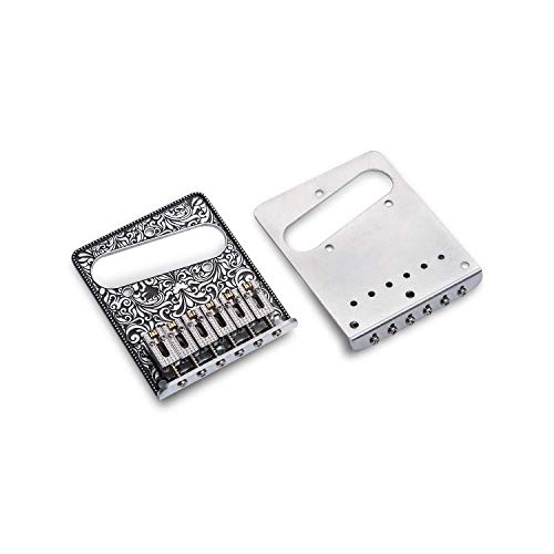 Wanby Professional 6 String Saddle Bridge Plate Beautiful Decorative Pattern For Tele Electric Guitar (Sliver) #TOP5