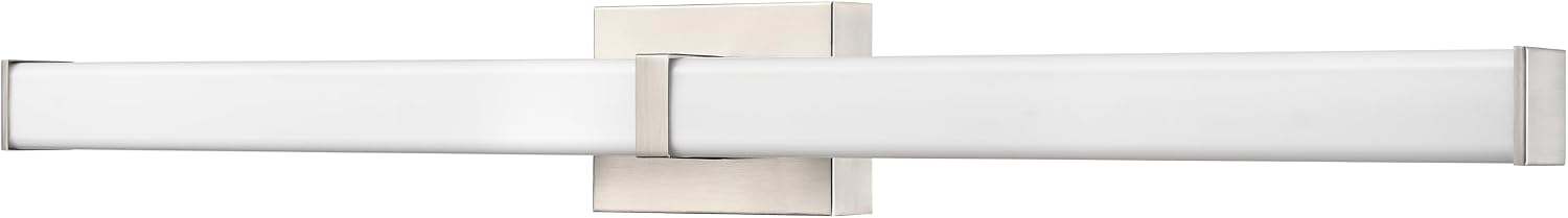 ML Lighting | Tron Collection | 60031-BN | LED Light Vanity in Brushed Nickel Finish with Acrylic Plastic Shade | 3000K | Warm Color Temperature for Ambient Atmosphere