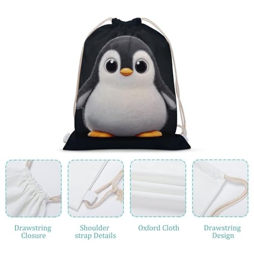 Drawstring Backpack Foldable Draw String Bags Cute Penguin Sackpack Sports Gym Bag for Shopping Yoga4
