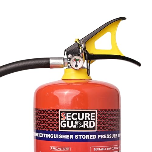 Image of Secure Guard ABC Powder Type 4 Kg Fire Extinguisher Red Fire Extinguisher ISI Mark with Wall Mount Hook and How to use Instruction Manual for Home, Kitchen, Office, School and Industrial Use