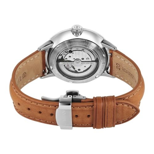 Image of Titan Orbital Open Heart Automatic Analog with Green Dial Brown Leather Strap Watch for Men - 90226SL01