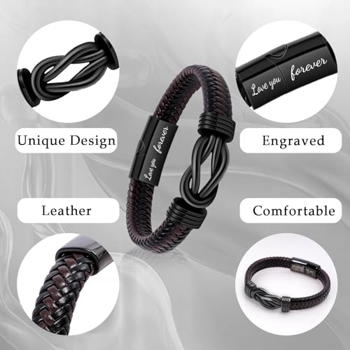 Pulsera de cuero para hombre como regalo de cumpleaños y aniversarios memorables 7