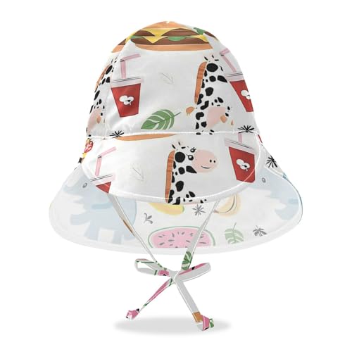 Baby Sun Hat Baby Boys Summer Hat Girl UPF 50+ Protection Adjustable Travel Essentials Junk Food Animals Simple