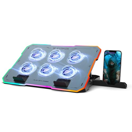 EvoFox Typhoon 2 Laptop Cooling Pad | 6 High-Speed Fans, RGB Lights, Adjustable Stand & Dual USB Ports, Premium Metal Laptop Cooler Pad for Gaming...