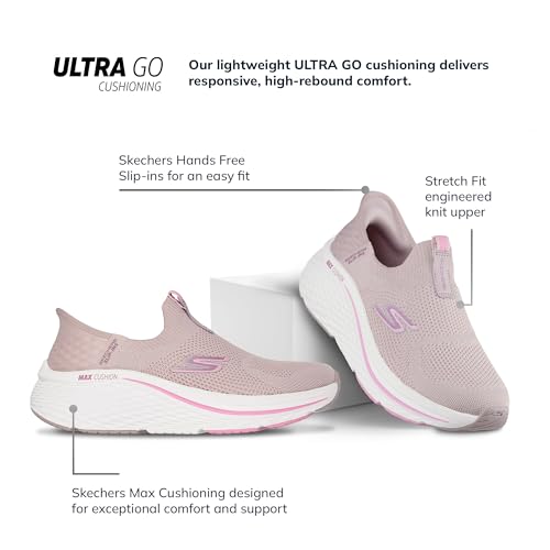 Skechers Women's Max Cushioning Elite 2.0 Eternal Hands Free Slip-ins Sneaker, Mauve, 9