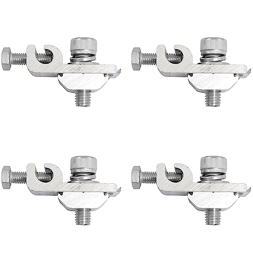 TAODAN Ground Lug Cable Clamp 4PCS Solar Panel Bolt-On Coupling Earthing Conductor Buried Connectors for Photovoltaic Roof Bracket and Ground Bracket Aluminum Rail, Grounding Clip