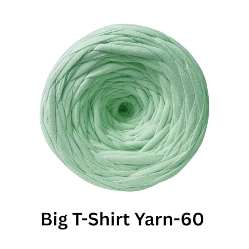 Image of VCR Mint Cream Big T-Shirt Yarn, 100 Meters Length, Recycled & Fashionable Craft Yarn, Pack of 1, Suitable for Crochet, Knitting & DIY Bags, Baskets, Cushions & Home Decor Projects