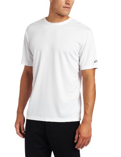 ASICS Hombres de Ready-Set Camiseta de Manga Corta - MR1194, L, Blanco