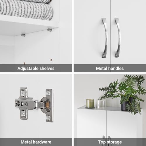 Armario de almacenamiento multifuncional para montaje en pared SoBuy, tamaño para pared, blanco | Armario de medicamentos para sobre inodoro con estante, almacenamiento multiusos para baño, cocina y lavandería miniatura 6