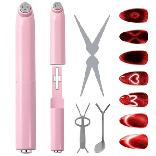 2026 Upgrade 3-in-1 Ring-shaped Cat Eye Magnet for Nails Art,3 Creative Patterns for Cat Eye Gel Polish（French, heart, rabbit）, Easy to Use for Beginners & Nail Artists