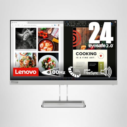 Lenovo L24i-40 | Moniteur Full HD 23,8" | 1920 x 1080 | 100 Hz | 250 nits | Temps de réponse 4 ms | HDMI | VGA | AMD FreeSync | Gris