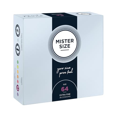 MISTER SIZE Kondome Extra Dünn & Hauchzart Gefühlsecht & Extra Feucht Perfekte Passform Aus Naturkautschuk-Latex für Natürliches Gefühl & Höchste Sicherheit (36er Pack 64mm)