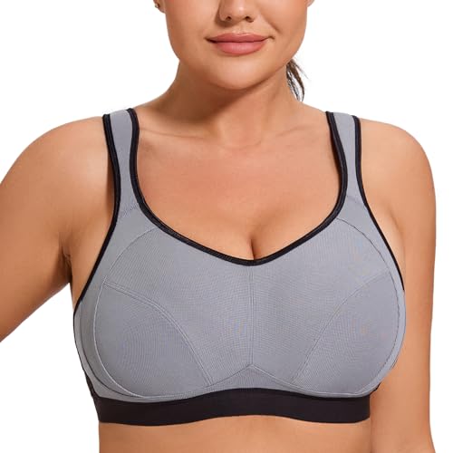 AGONVIN Damen Sport BH Starker Halt Große Brüste Acvive High Support Lauf Fitness Yoga Bra Grey 95H AGONVIN Damen Sport BH Starker Halt Große Brüste Acvive High Support Lauf Fitness Yoga Bra Grey 95H