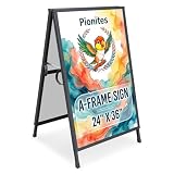 Pionites Heavy Duty Slide-in Folding A Frame Sign Sidewalk Sign 24x 36 Inch Steel Metal Double-Side Pavement sign Corrugated Plastic Poster (1, Black, 24''X36''(Frame Only))