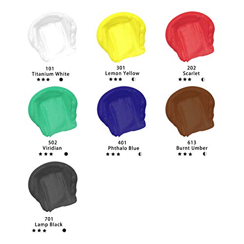 Image of Artecho Acrylic Paint Set, 7 Primary Colors - 6x2.02oz /60ml & 1x4.05oz /120ml Titanium White Tubes, Art Craft Paints for Canvas, Rock, Wood, Fabric, Art Supplies