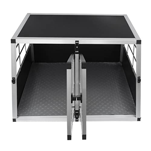Auto Hundetransportbox kleine Doppelbox Hundebox Transportbox Gitterbox Fahrzeugbox Kofferraumbox Katzen Hunde Aluminium Trapez