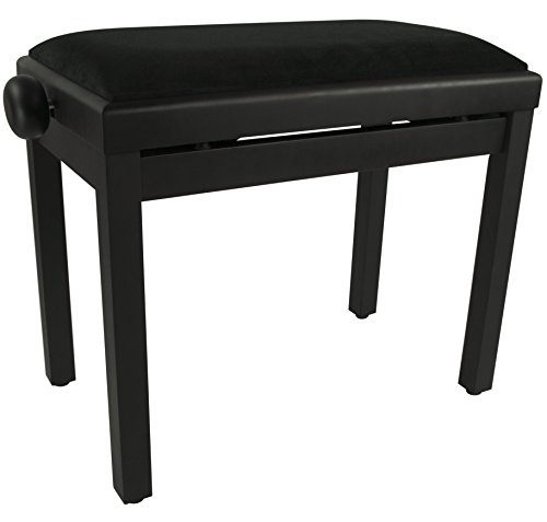Gearlux Adjustable Piano Bench with Smooth Velvet Top - Black Matte
