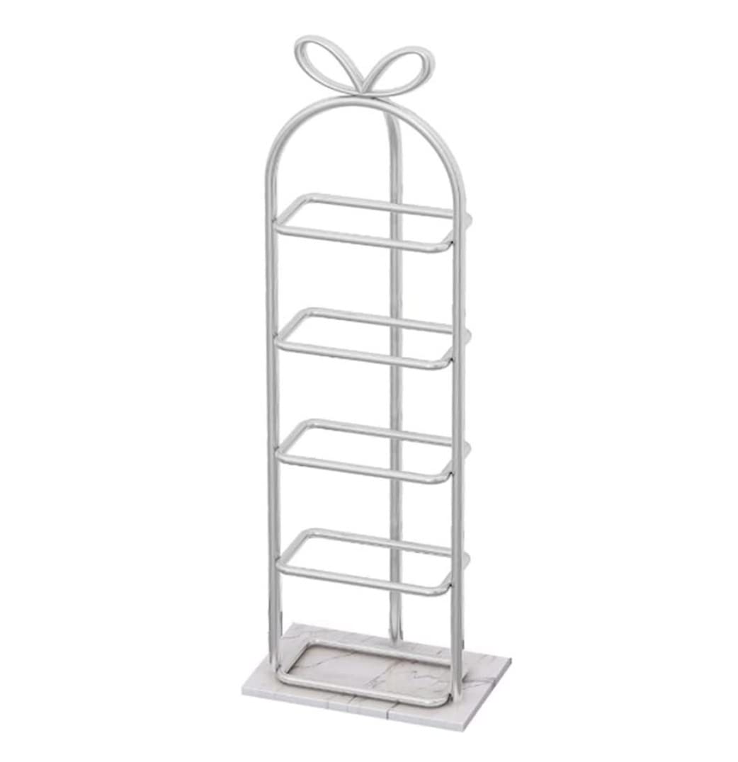 Étagère chaussures entrée métal blanc meuble de rangement compact 5 niveaux
