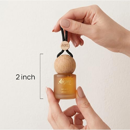 Image of Airpro Veil Spirit Legacy Wooden Hanging Car Air Freshener | Fruity Woody Car Perfume Hanging Pod | Glass Bottle with Wooden Diffuser | Long Lasting Luxury Car Perfume | Natural Fragrance | 8ml