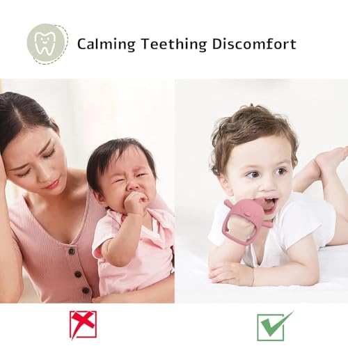 Image of PandaEar Silicone Baby Teething Toys| Baby Hand Teether Mitten for Sucking Needs| Chew Toys Hand Pacifier for Soothing Teething Pain Relief (Rattle Penguin Yellow)