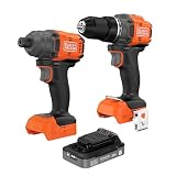 BLACK+DECKER 20V MAX POWERCONNECT Brushless Cordless 1/2 In. Drill Driver and 1/4 In. Hex Impact Driver with 2Ah Battery and Charger, Impact Drill Set with More Runtime, High Torque, LED (BLDI782CKD1)