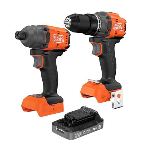 Image of BLACK+DECKER 20V MAX POWERCONNECT Brushless Cordless 1/2 In. Drill Driver and 1/4 In. Hex Impact Driver with 2Ah Battery and Charger, Impact Drill Set with More Runtime, High Torque, LED (BLDI782CKD1)