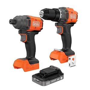 BLACK+DECKER 20V MAX POWERCONNECT Brushless Cordless 1/2 In. Drill Driver and 1/4 In. Hex Impact Driver with 2Ah Battery and Charger, Impact Drill Set with More Runtime, High Torque, LED (BLDI782CKD1)
