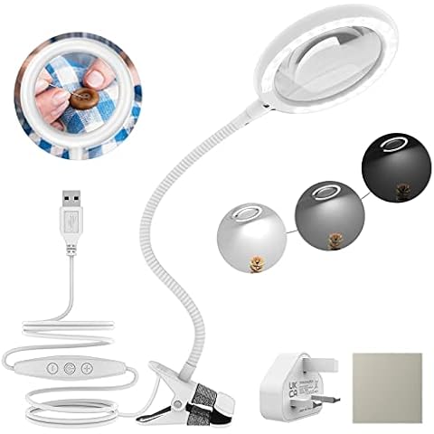 3X Magnifying Lamp Clip On Reading Light for Bed Headboard 28pcs LED Clamp Desk magnifying glass Lamp Flexible with 6 Adjustable Light Settings for Reading Handicrafts Sewing Hobbies Cover