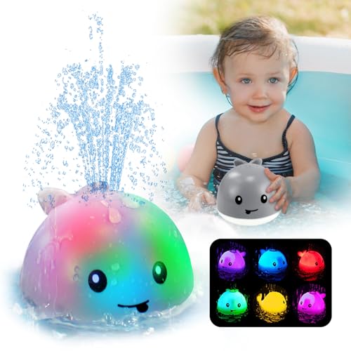 Image of ZHENDUO Baby Bath Toys, Light Up Bath Toys, Sprinkler Bathtub Toys for Toddlers Infant Kids Boys, Automatic Spray Water Bath Toy, Pool Bathroom Baby Toy