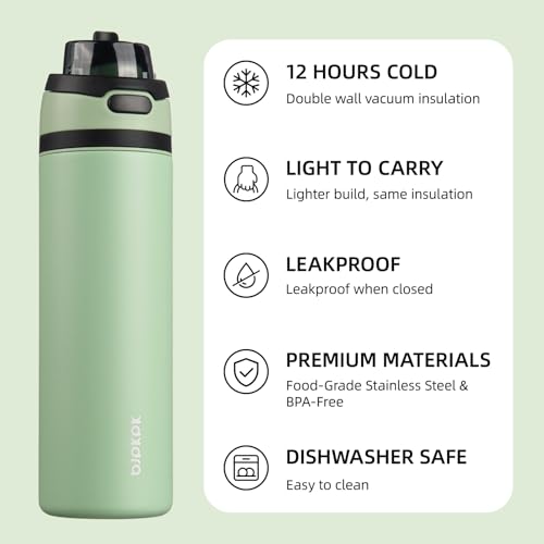 Image of BJPKPK 25oz Insulated Water Bottle with Straw Lid & Handle, Stainless Steel | Leak-Proof 2-in-1 Straw & Spout Lid, BPA-Free Vacuum Insulated Bottle Fits Cup Holders for Gym, Office, Travel & Outdoor