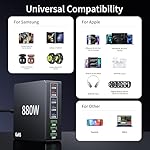 880W USB C Charger Block Charging Station 8 Port Fast Chager 140W PD PPS AVS HUB Laptop MacBook Charger Compatible with All iPhone 17 Pro Max/17 Air/16 SE/Samsung Galaxy 25/ MacBook Pro/Air/iPad Pro - Image 3