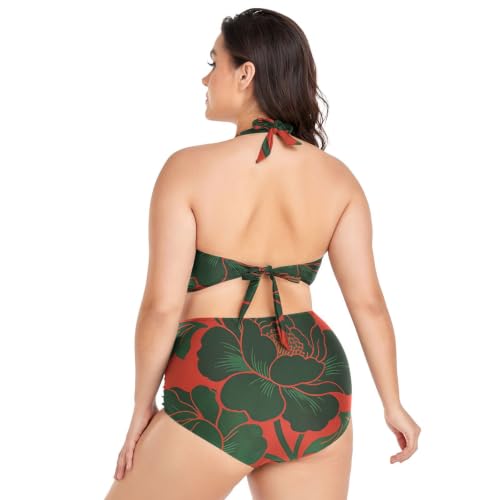 Bikini halter tops bohème rouge pour les vacances à la mer - 4