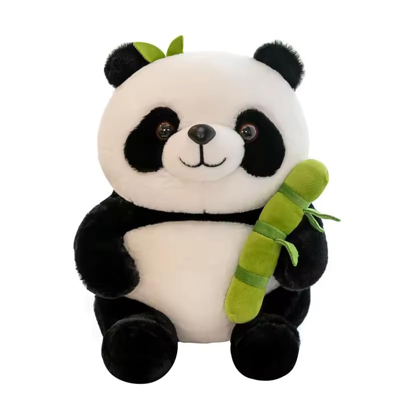 RVARVA Soft Stuffed Bamboo Panda Far Teddy Bear Soft Panda with Bamboo Tube Far Fabric Gift for Boys and Girls Ideal Unisex Valentine (Panda in Bamboo Green) (Size 9 Inch)