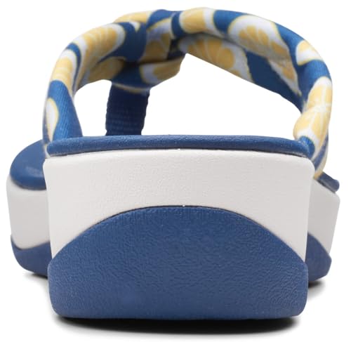 Image of Clarks Women's Arla Glison Flip Flop, Blue Print, 8.5 UK