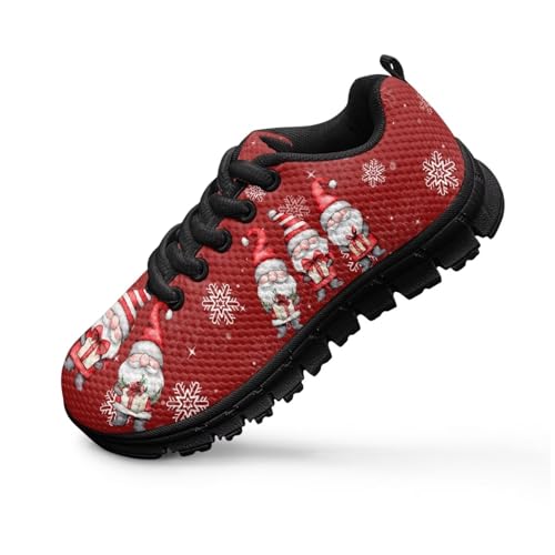 Lace-up Running Athletic Shoes Stylish Tennis Sneakers for Boys and Girls Lightweight Elastic Breathable Mesh Shoes for Christmas US Little Kid 11-13 Big Kid 1-5 Black Sole3