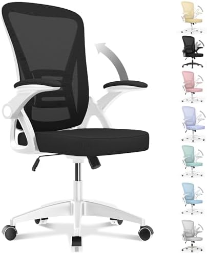 Bild 18 - naspaluro Bürostuhl mit Verstellbaren Armlehnen, Ergonomischer Schreibtischstuhl mit Netzbespannung, Lordosenstütze, Höhenverstellbarer, Gepolstertem Sitzkissen, 360° Drehstuhl, Schwarz