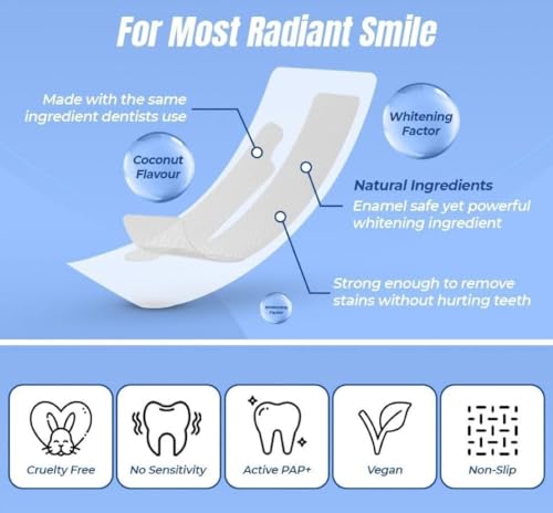 Image of Teeth Whitening Strips - Dental Whitening Kit for Brighter Smile - Fast Stain Remover - Enamel-safe, Non-Alcoholic, Vegan Sensitive Teeth - 42 Strips