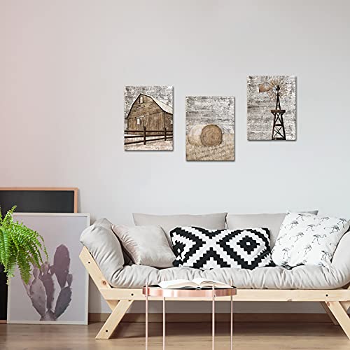 Simiwow Windmill Wall Decor Country Farmhouse Wall Art Barn Corn Field Windmill Painting Framed Canvas Prints Ready To Hang #TOP3