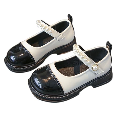 Dress Shoes for Girls Bow Flower Girls Mary Jane Flat Pearl Strap Non-Slip Cute Wedding Birthday Party Sandals4