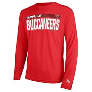 New Era NFL Men’s Measured Dri-Tek Long Sleeve T-Shirt, Adult Pro Football Tagless T-Shirt, Tampa Bay Buccaneers, X-Large