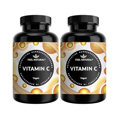 Vitamin C 2er Set – 2 x 180 Tabletten – hochdosiert mit 1.000mg pro Tablette – Vitamin C als L-Ascorbinsäure – vegan – in Deutschland entwickelt & laborgeprüft