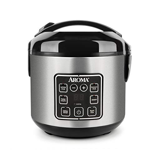 Aroma Housewares ARC-914SBD 2-8-Cups (Cooked) Digital Cool-Touch Rice Grain Cooker and Food Steamer, Stainless, 8 Cup, Silver