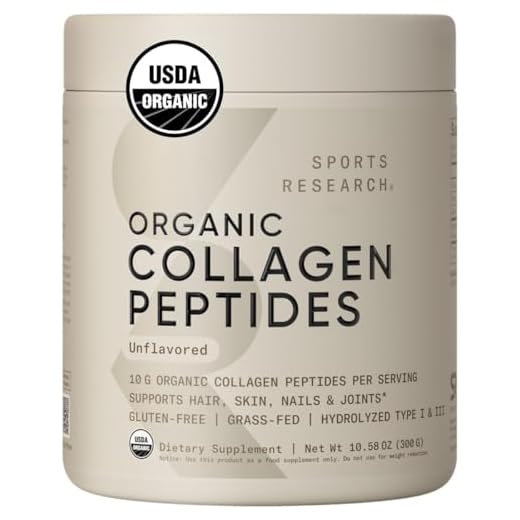 Sports Research Organic Collagen Peptides - Hydrolyzed Type I & III Collagen Protein Powder Made Sustainably from Grass-Fed Cows - Unflavored - 30 Servings