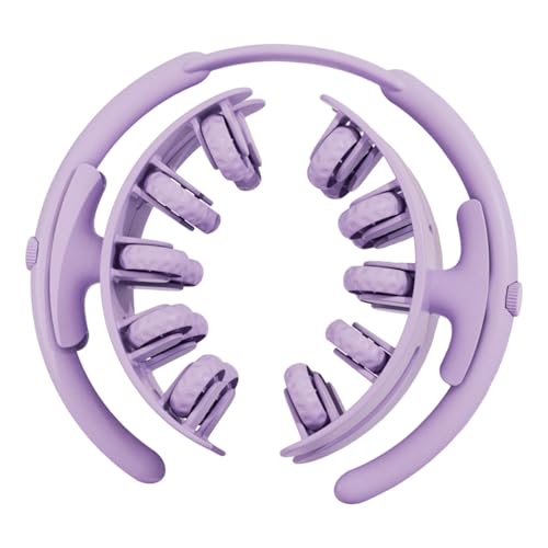 SnowingShine Double Row 20 Wheel Leg Muscle Massage Roller Detachable Adjustable Tension Portable, Purple
