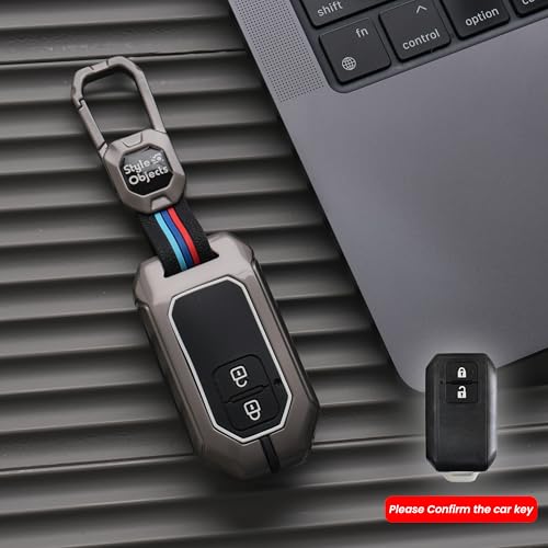 Image of Waterproof Metal Key Cover | Car Key case Cover Compatible with Baleno, Grand Vitara, XL6, Swift, Brezza, Celerio, Ignis, Ertiga, Dzire, Fronx, Urban Cruiser, Glanza, 2 Button Smart Key