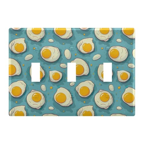 Light Switch Cover Poached Eggs Wall Plates for Electrical Outlets 3 Gang 202a8650